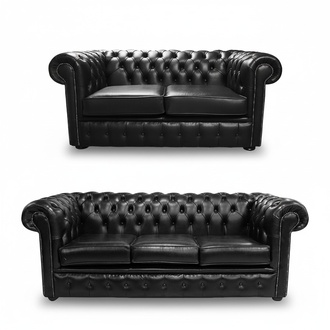 Chesterfield Sofagarnitur 3+2 Sitzer Couch Sofa Set Polster 100% Leder Sofort
