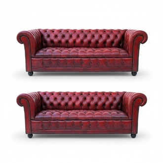 Chesterfield Sofagarnitur 3+3 Sitzer Couch Polster Garnituren Ledersofa