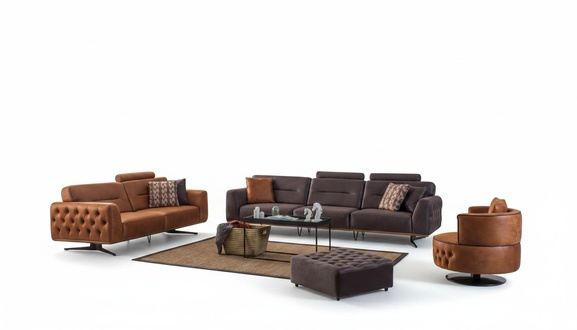 Chesterfield Sofagarnitur Sofa 431 Sitzer Kunstleder Sofas Braun Luxus