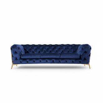 Chesterfield Sofagarnitur Sofa Couch Polster 3 2 1 Sitzer Leder Sofas Stoff Neu