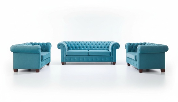 Chesterfield Stoff Design Couch Polster Sitz Garnitur Sofa 3+2+2 Sofas