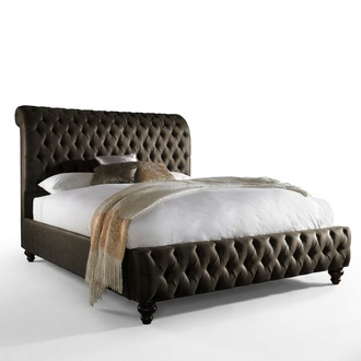 Chesterfield Textil Bett Schlafzimmer Betten Doppel Polster 140/160/180/200 cm