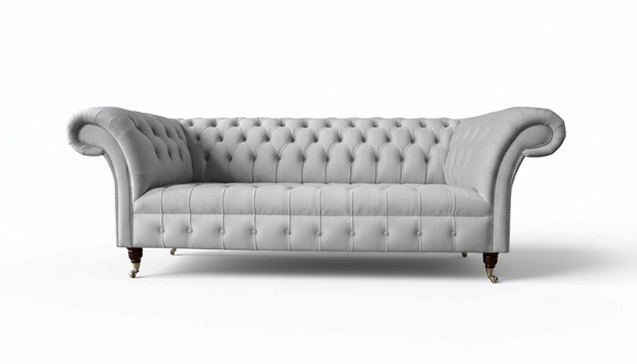 Chesterfield Textil Sofa Couch 3 Sitzer Polster Sitz Grau Sofas Big Neu