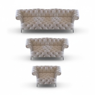 Chesterfield Weiß Wohnzimmer Sofas Set Modern Leder Polstermöbel Einrichtung