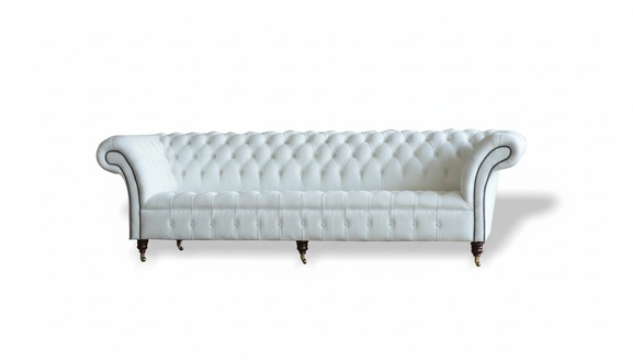 Chesterfield Weiße Leder Design Couchen Sofa Ledersofa Samt Stoff Textil