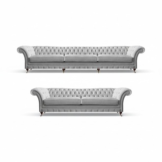 Chesterfield Weiße Sofagarnitur Edle Polstercouchen Stoffsofas 2tlg Set
