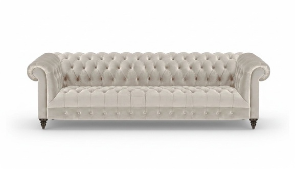 Chesterfield Weißer Textil Viersitzer Designer Polstermöbel Edle Couch