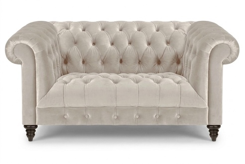 Chesterfield Weißes Stoffsofa Moderner Wohnzimmer Zweisitzer Luxus Couch