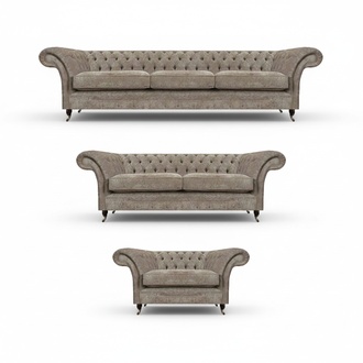 Chesterfield Wohnzimmer Graue Garnitur Polstercouchen Luxus Sofas 3tlg
