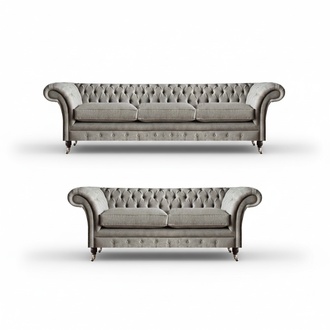 Chesterfield Wohnzimmer Textilgarnitur Designer Dreisitzer 2-Sitzer 2tlg