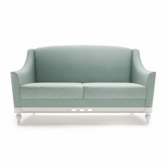 Chippendale Sofa 2 Sitzer Landhaus Stoffsofa mit Holz Designer Garnitur FL-2Siz