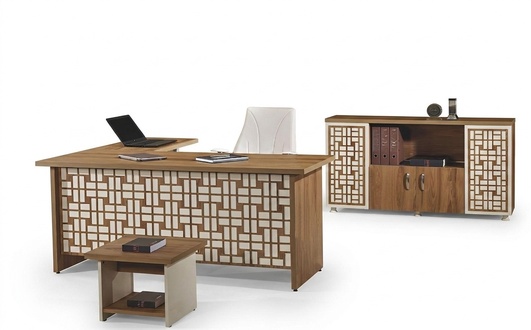 Computermöbel Arbeitstisch Büromöbel Eckbürotisch 3tlg Holz Set Braun