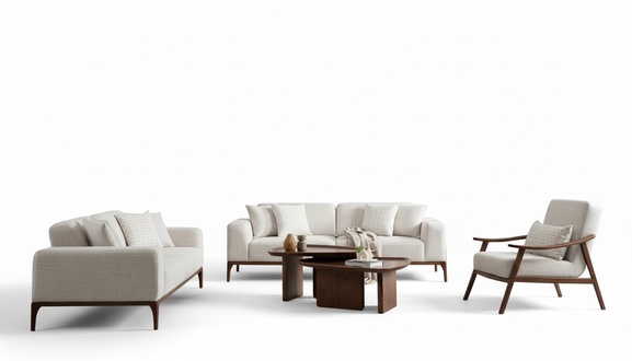 Couchgarnitur 2x Sofas 3 Sitzer Sessel Couchtisch Set Weiß Wohnzimmer