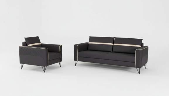 Couchgarnitur Polstermöbel Dreisitzer Sessel Designer Textil Möbel 2tlg 3+1