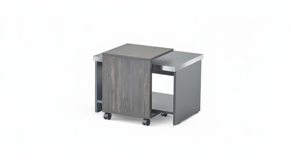 Couchtisch Grau Einfarbig Arbeitszimmer Wohnzimmer Rechteck mit Regal
