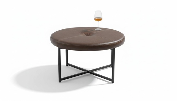 Couchtisch hochwertige Ledertischplatte Metallbeine Wohnzimmermöbel Dunkelbraun