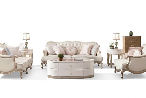 Couchtisch mit Schubladen Ovaler Tisch Wohnzimmer Holz Couchtische