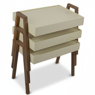 Couchtisch-Set aus Holz in Beige modern und stilvoll