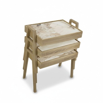 Couchtisch-Set aus Holz in Beige elegant und stilvoll