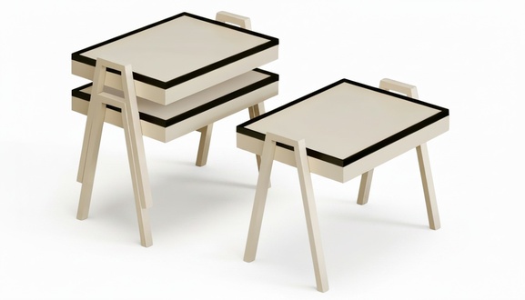 Couchtisch-Set aus Holz in Beige, eleganter moderner Stil