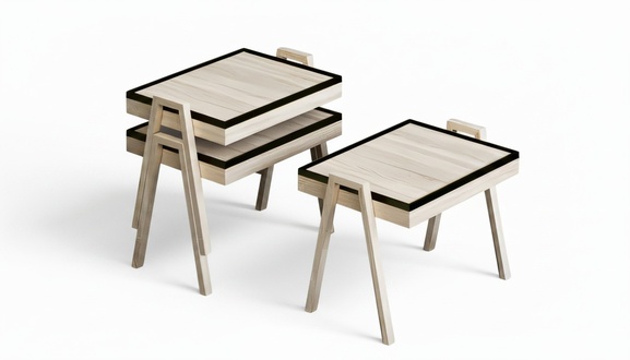 Couchtisch-Set aus Holz in Beige modern und stilvoll