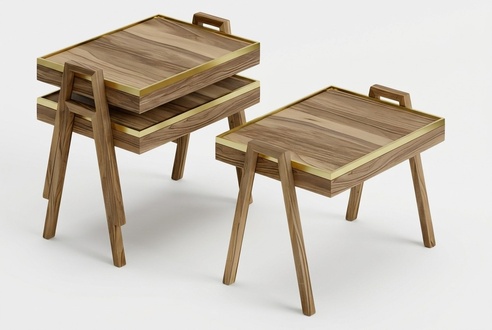 Couchtisch-Set aus Holz in Braun modern minimalistisch