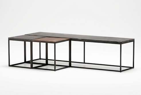 Couchtisch-Set aus Metall in Grau modern elegantes Wohnzimmermöbel