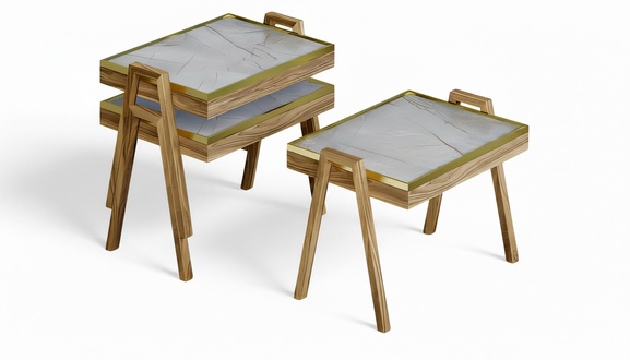 Couchtisch-Set Holz Beige Modern Elegant