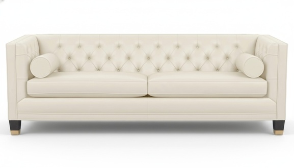 Creme Dreisitzer Chesterfield Modern Design Couchen Leder Sofa Samt Möbel Neu