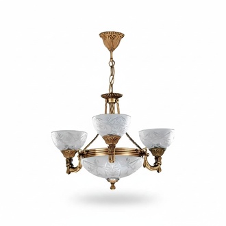 Deckenlampe Lüster Deckenleuchter Lampe Kronleuchter Glas Grau Gold