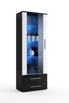 Designer Wohnzimmer Möbel Holz Vitrinen Glas Regal Schrank Schwarz Einrichtung