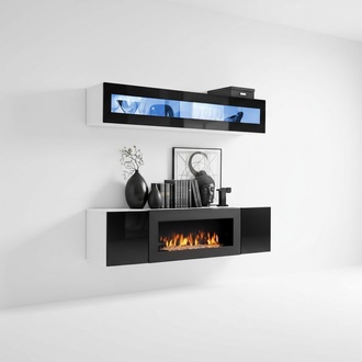 Schwarz Hänge Schrank Holzmöbel Hochglanz Sideboard Designer Komplett Wohnwand