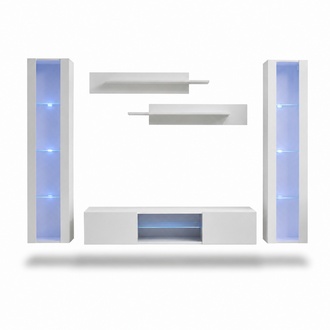 Wohnwand Hänge Vitrine Wohnzimmer TV-Ständer Sideboard Wand Regale Komplett