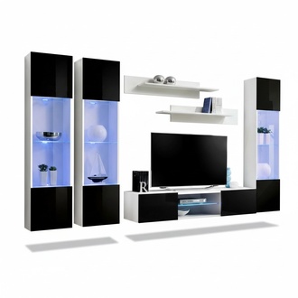 Wohnwand TV-Ständer Sideboard Hänge Vitrine Holz Weiß Luxus Wohnzimmer