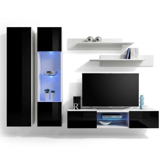 Wohnwand Weiß Stil Modern Design Sideboard TV-Ständer Holz Wandschrank Neu