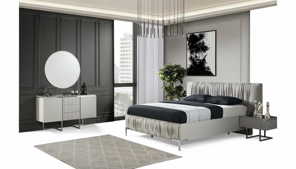 Schlafzimmer Komplette Bettrahmen Doppelbett Set 5tlg Bett Weiß Gruppe