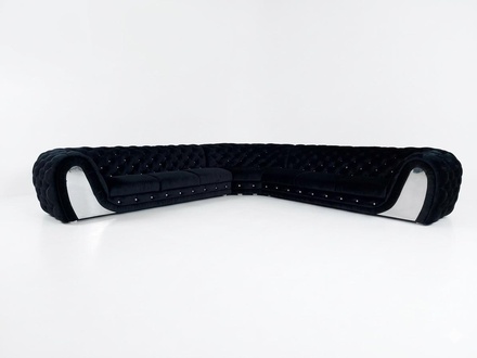 Stoffsofa Couch Wohnlandschaft Eck Design Modern Sofa Ecksofa L-Form Schwarz Neu