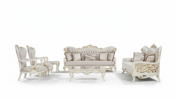 Sofagarnitur 3+3+1+1 Sitzer Couchtisch Set 5tlg Klassisch Sofas Sessel Luxus Neu