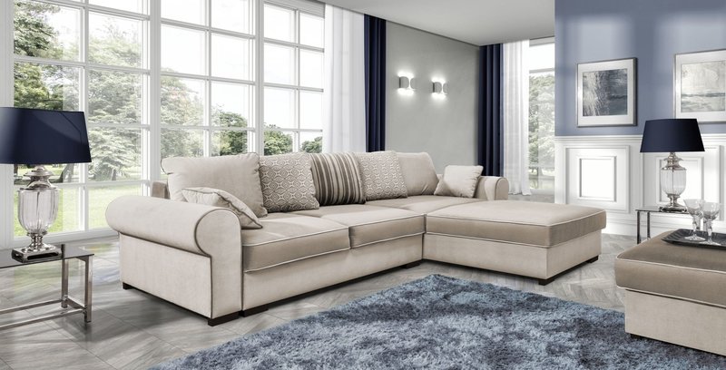 Sofa Schlafsofa Designer Sofa mit Bettfunktion + Bettkasten Ecksofa Couch NEU Deluxe Corner