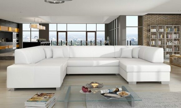 Design Ecksofa Schlafsofa Bettfunktion Couch Polster Wohnlandschaft Textil Sofas Neu Sofort