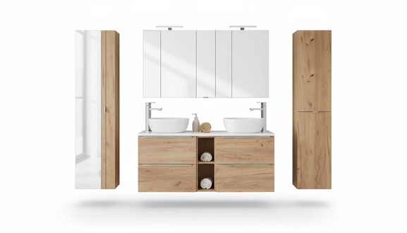 Design Badezimmermöbel Bad 8-teiliges Set Garnitur Schrank Waschbecken