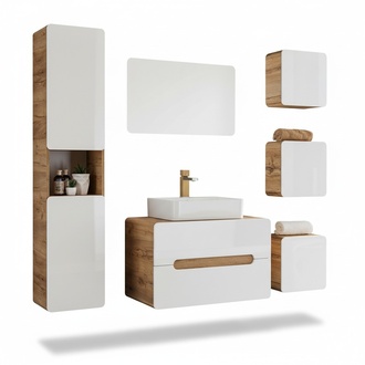 Design Badezimmer Möbel Bad 6tlg. Set Garnitur Schrank Waschbecken Gruppe Modern