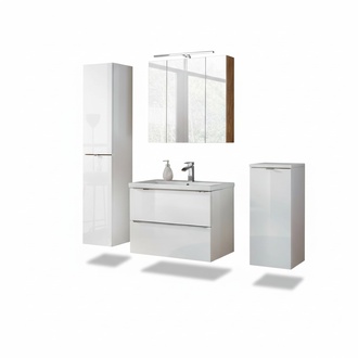 Design Badezimmer Möbel Bad 4 tlg. Set Garnitur Schrank Waschbecken Beleuchtung