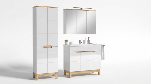 Design Badezimmer Möbel Bad Set Garnitur Schrank Waschbecken Badmöbelsets 3tlg.