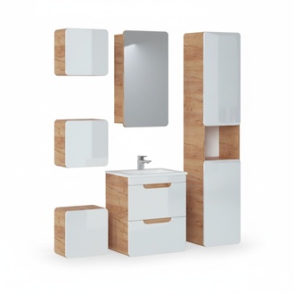 Design Badezimmer Möbel Bad 6 tlg. Set Garnitur Schrank Waschbecken Gruppe Neu