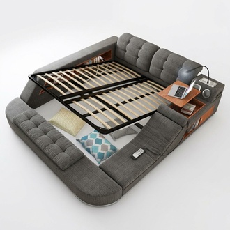Design Bett Leder Polster Betten Hotel Massage Funktion Multifunktion