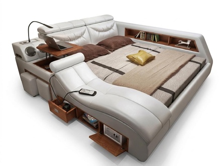 Design Bett xxl Big Leder Polster Betten Hotel 180x200cm Multifunktion