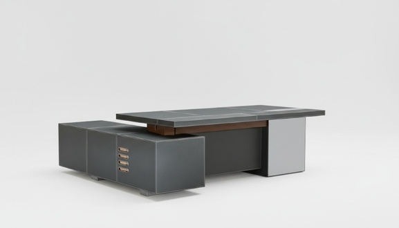 Design Büro Möbel Einrichtung Schreibtisch Eck Tisch Boss Leder Holz Tische Neu
