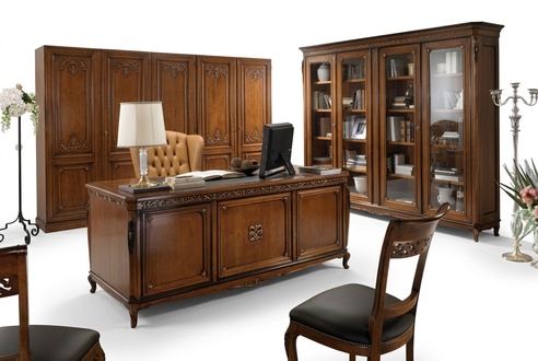 Design Büro Tisch Schreibtisch Sessel Einrichtung tisch Stuhl 2tlg. Massivholz