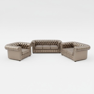 Design Chesterfield 3+2+1 Sofagarnitur Leder Sofa Set Garnitur Couch